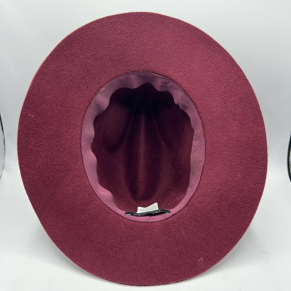 Banana Republic Burgundy Wool Fedora Winter Brim Hat Classic - Picture 5 of 12